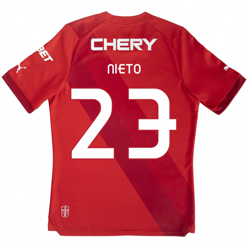 Kinderen Byron Nieto #23 Rood Wit Uitshirt Uittenue 2024/25 T-Shirt