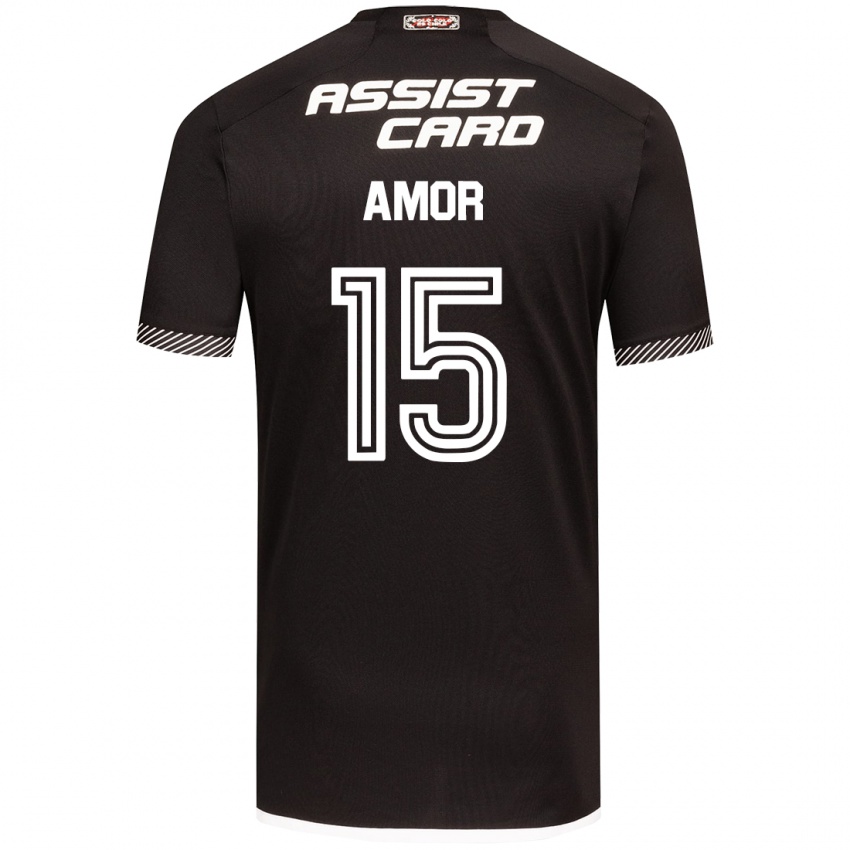 Kinderen Emiliano Amor #15 Zwart Wit Uitshirt Uittenue 2024/25 T-Shirt