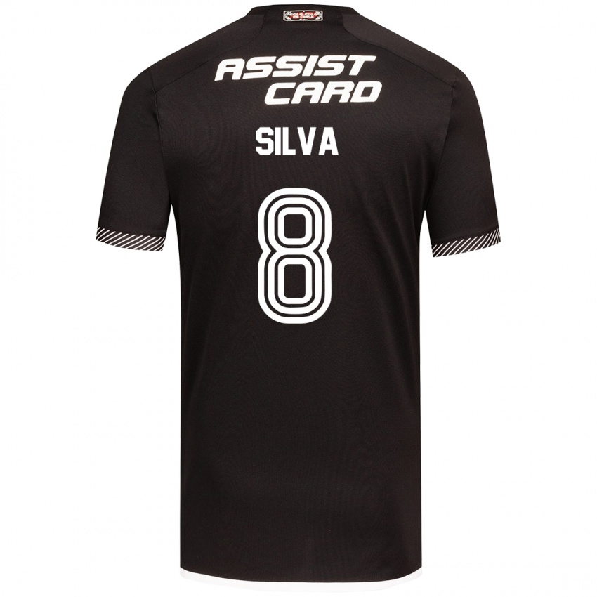 Kinderen Bastián Silva #8 Zwart Wit Uitshirt Uittenue 2024/25 T-Shirt