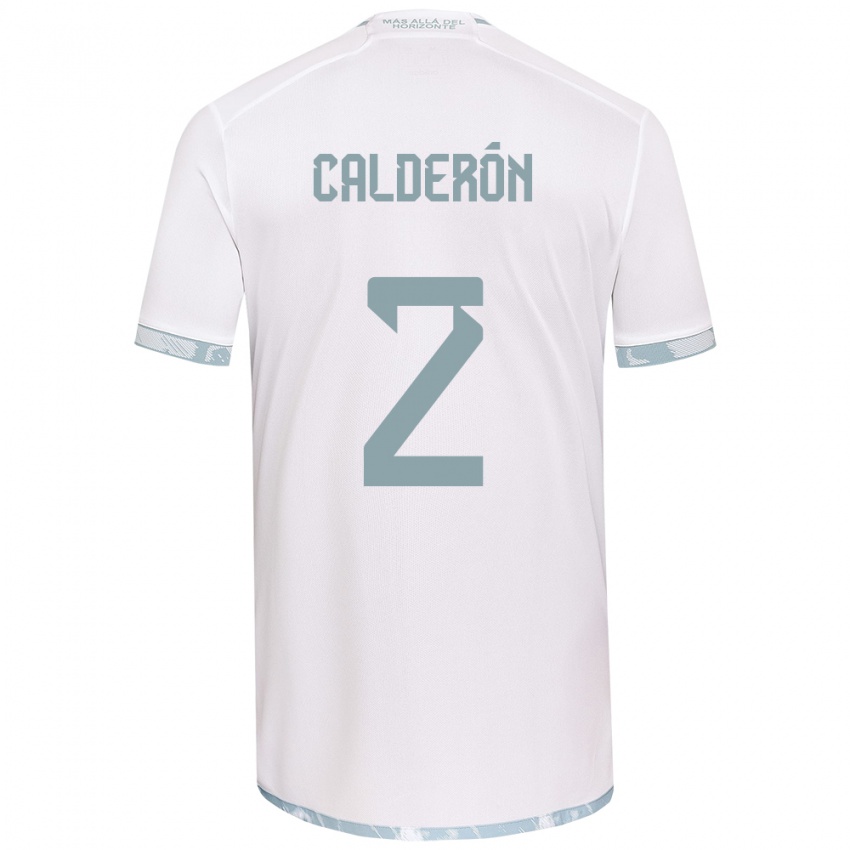 Kinderen Franco Calderón #2 Wit Grijs Uitshirt Uittenue 2024/25 T-Shirt