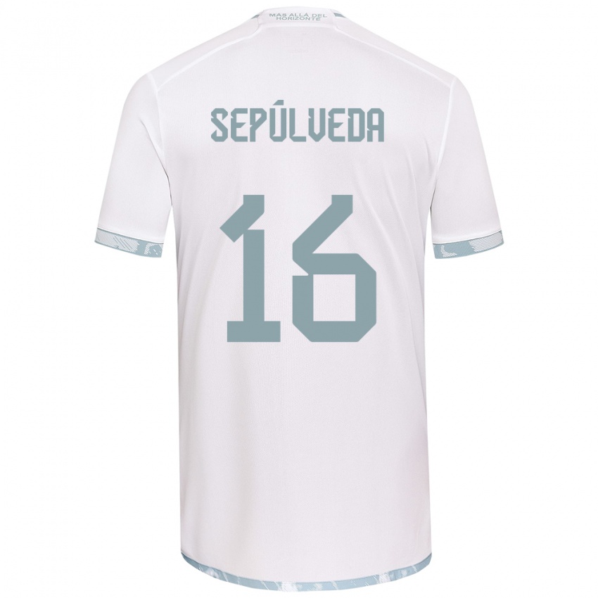 Kinderen Matías Sepúlveda #16 Wit Grijs Uitshirt Uittenue 2024/25 T-Shirt