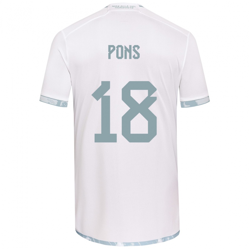 Kinderen Luciano Pons #18 Wit Grijs Uitshirt Uittenue 2024/25 T-Shirt