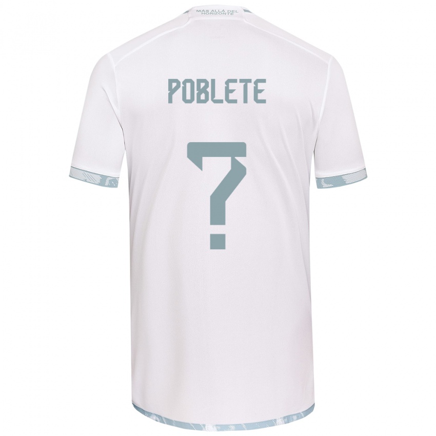 Kinderen José Poblete #0 Wit Grijs Uitshirt Uittenue 2024/25 T-Shirt