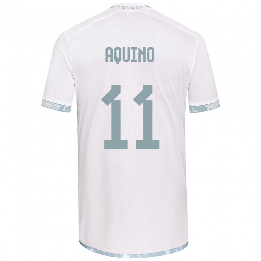 Kinderen Yisel Aquino #11 Wit Grijs Uitshirt Uittenue 2024/25 T-Shirt