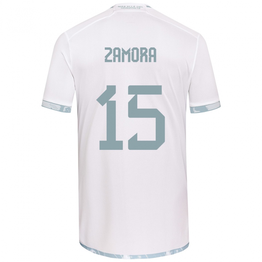 Kinderen Daniela Zamora #15 Wit Grijs Uitshirt Uittenue 2024/25 T-Shirt