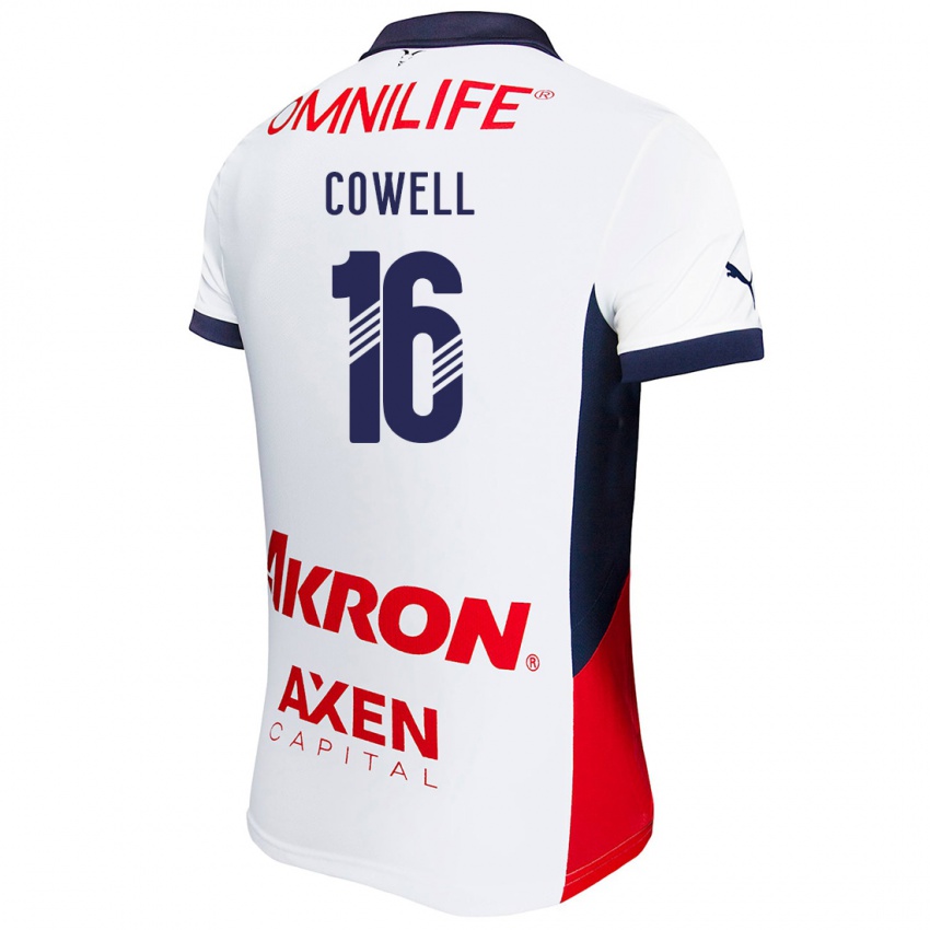 Kinderen Cade Cowell #16 Wit Rood Blauw Uitshirt Uittenue 2024/25 T-Shirt