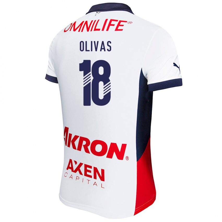 Kinderen Luis Olivas #18 Wit Rood Blauw Uitshirt Uittenue 2024/25 T-Shirt