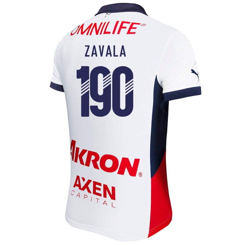 Kinderen Juan Zavala #190 Wit Rood Blauw Uitshirt Uittenue 2024/25 T-Shirt