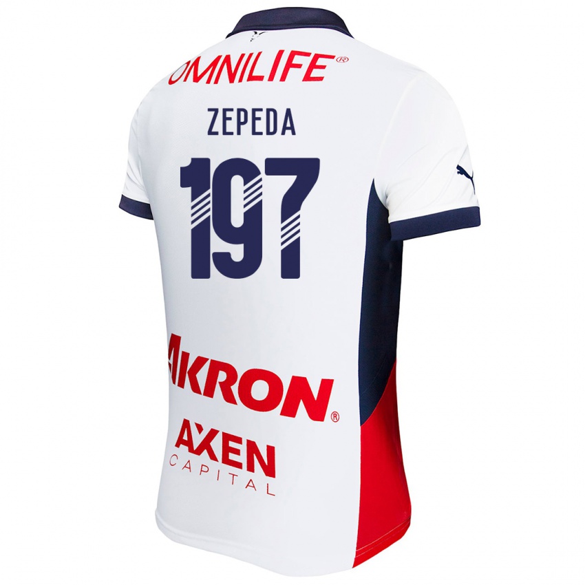 Kinderen Carlos Zepeda #197 Wit Rood Blauw Uitshirt Uittenue 2024/25 T-Shirt