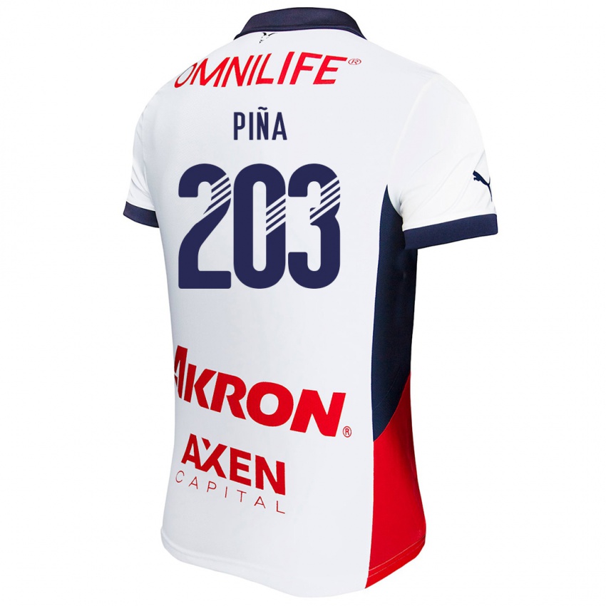 Kinderen Fernando Piña #203 Wit Rood Blauw Uitshirt Uittenue 2024/25 T-Shirt