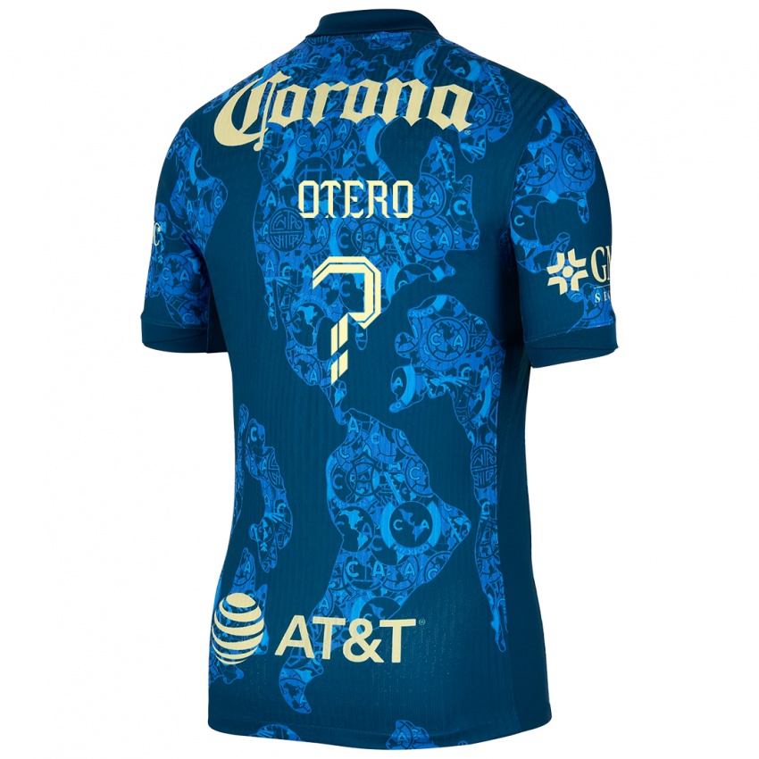 Kinderen Juan Otero #0 Blauw Geel Uitshirt Uittenue 2024/25 T-Shirt