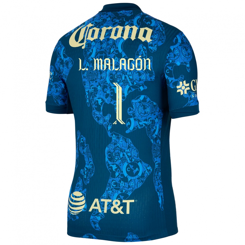 Kinderen Luis Malagón #1 Blauw Geel Uitshirt Uittenue 2024/25 T-Shirt