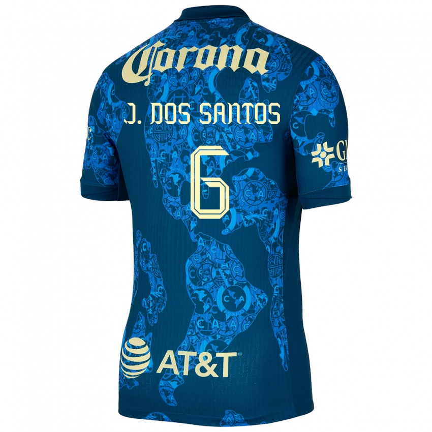 Kinderen Jonathan Dos Santos #6 Blauw Geel Uitshirt Uittenue 2024/25 T-Shirt