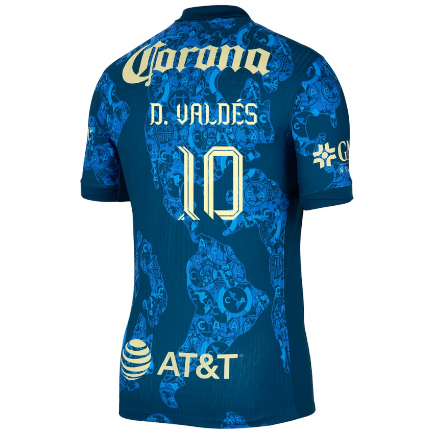 Kinderen Diego Valdés #10 Blauw Geel Uitshirt Uittenue 2024/25 T-Shirt