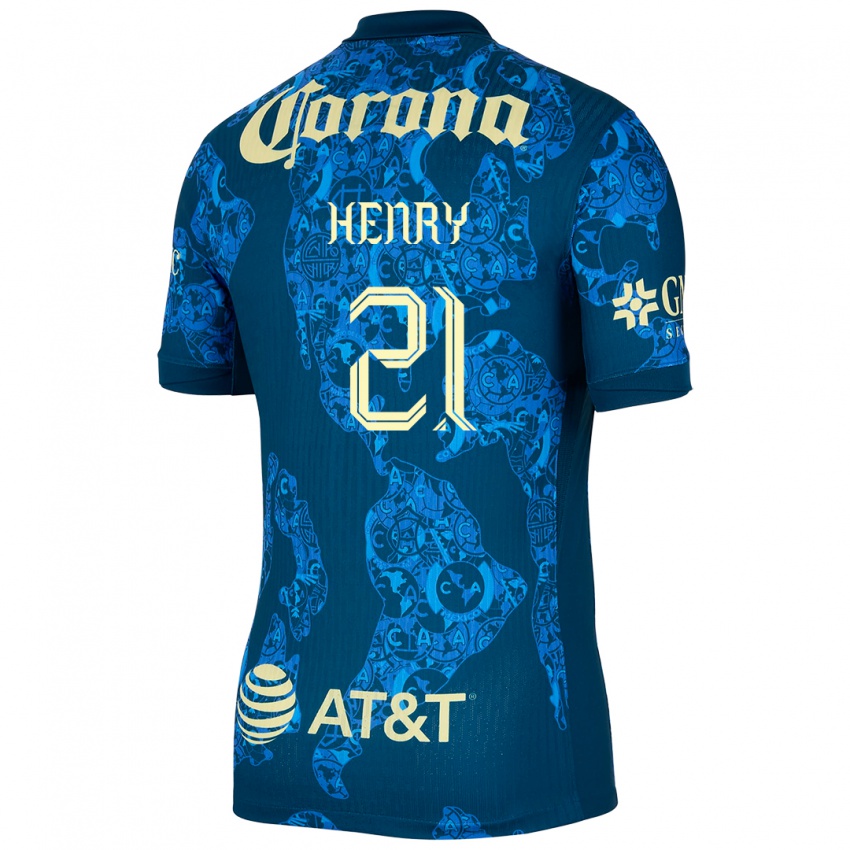 Kinderen Henry Martin #21 Blauw Geel Uitshirt Uittenue 2024/25 T-Shirt