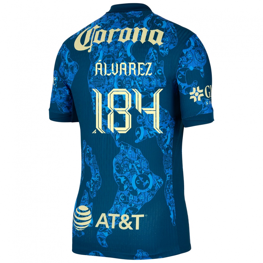 Kinderen Antonio Álvarez #184 Blauw Geel Uitshirt Uittenue 2024/25 T-Shirt