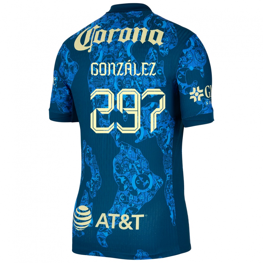 Kinderen Océlotl González #297 Blauw Geel Uitshirt Uittenue 2024/25 T-Shirt