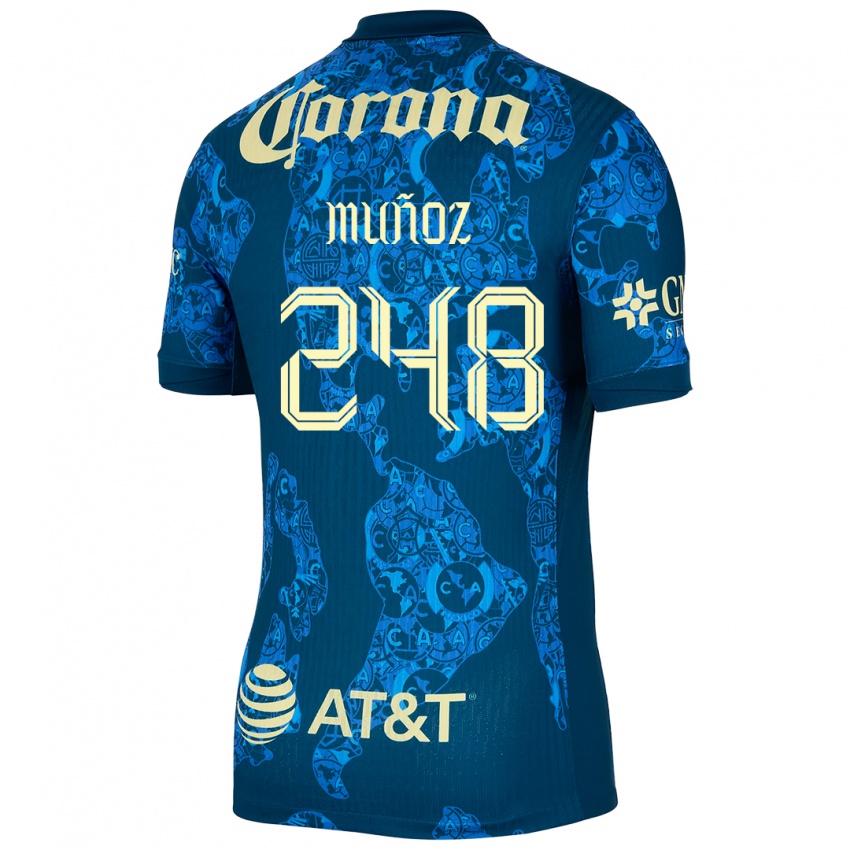 Kinderen Diego Muñoz #248 Blauw Geel Uitshirt Uittenue 2024/25 T-Shirt