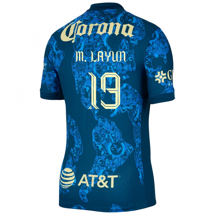 Kinderen Miguel Layun #19 Blauw Geel Uitshirt Uittenue 2024/25 T-Shirt