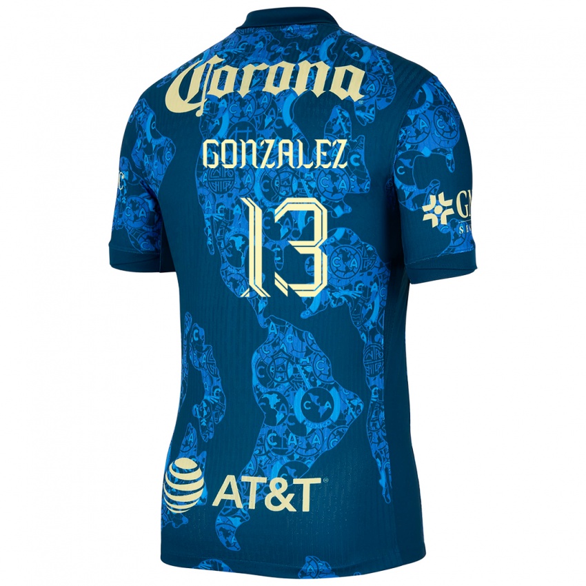 Kinderen Eva Gonzalez #13 Blauw Geel Uitshirt Uittenue 2024/25 T-Shirt