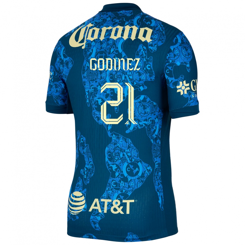 Kinderen Alexandra Godinez #21 Blauw Geel Uitshirt Uittenue 2024/25 T-Shirt