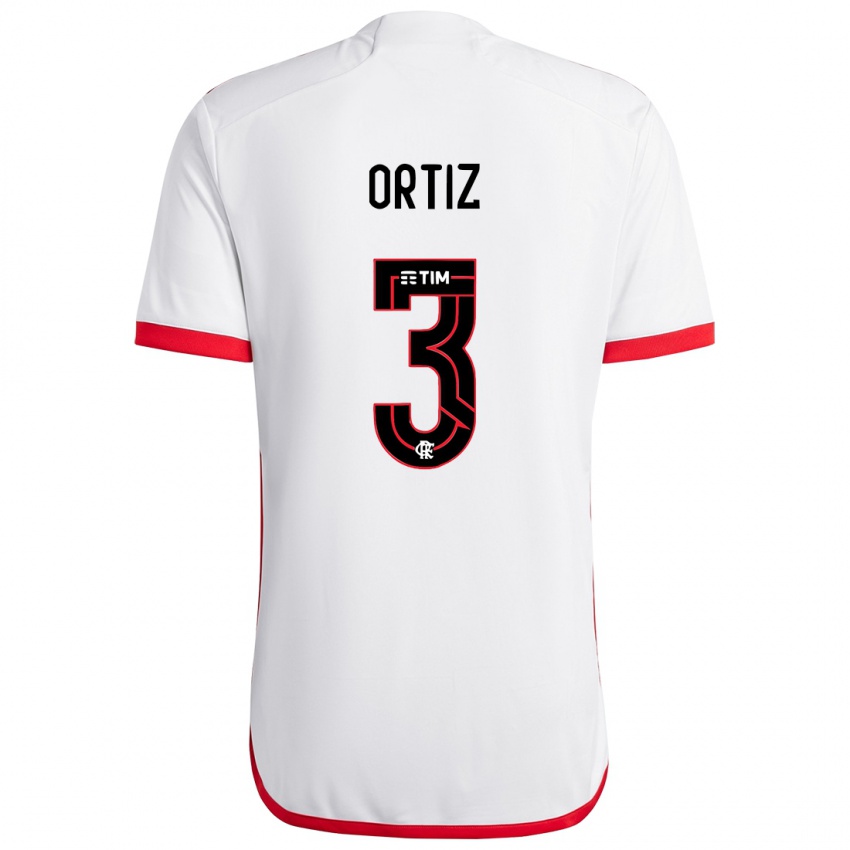 Kinderen Léo Ortiz #3 Wit Rood Uitshirt Uittenue 2024/25 T-Shirt