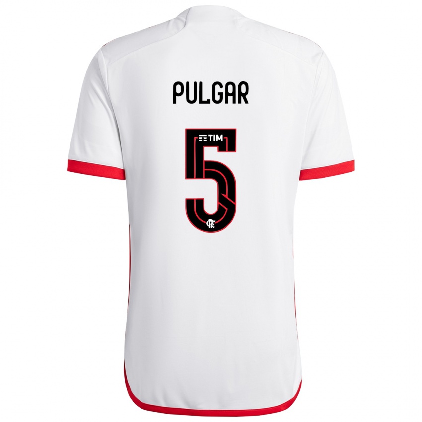 Kinderen Erick Pulgar #5 Wit Rood Uitshirt Uittenue 2024/25 T-Shirt