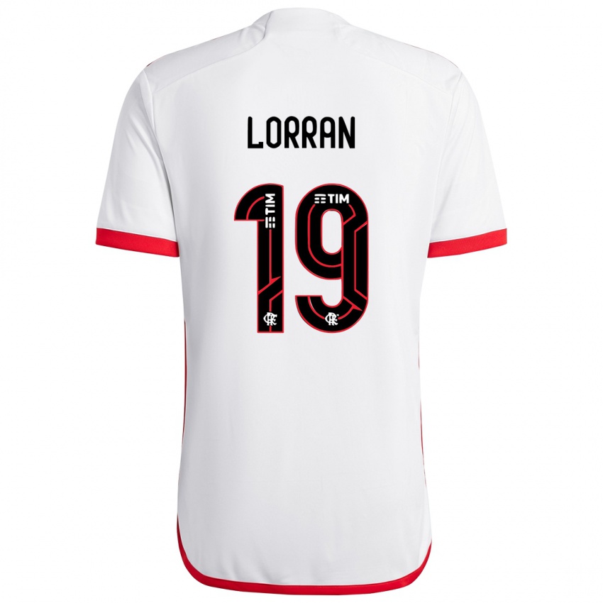 Kinderen Lorran #19 Wit Rood Uitshirt Uittenue 2024/25 T-Shirt