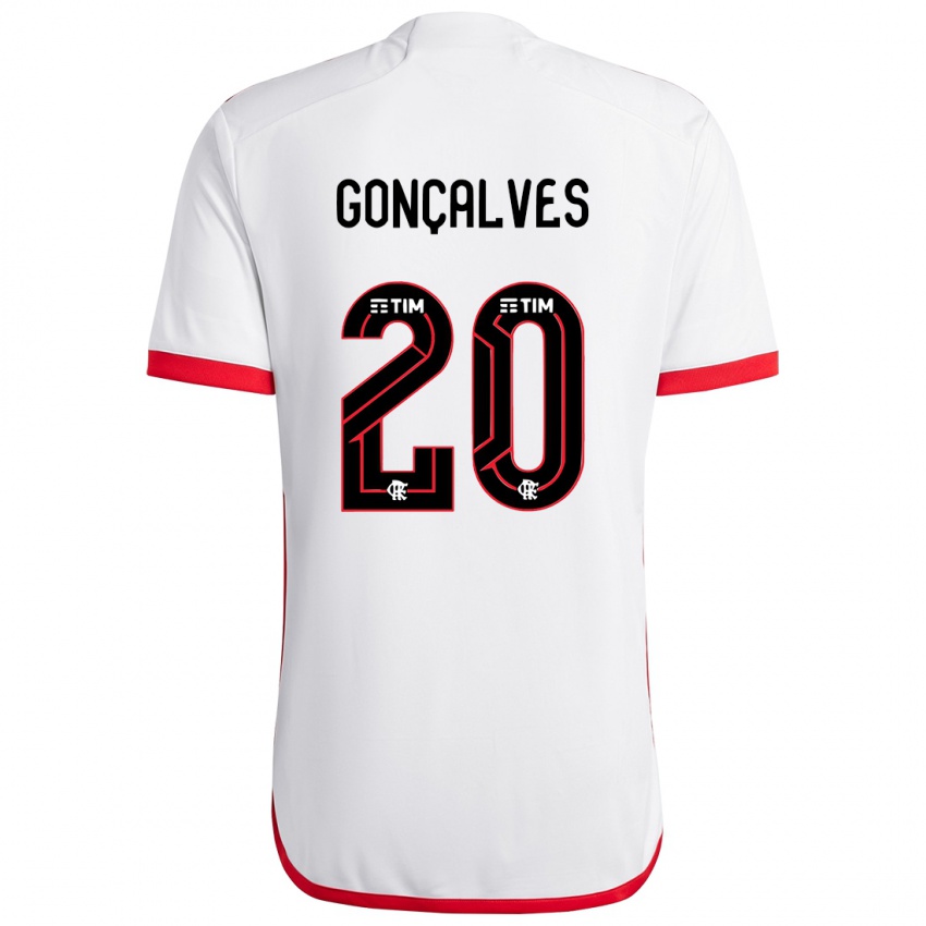 Kinderen Matheus Gonçalves #20 Wit Rood Uitshirt Uittenue 2024/25 T-Shirt