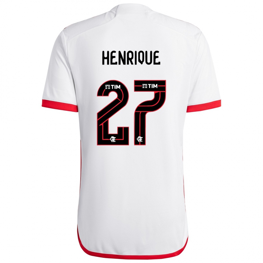 Kinderen Bruno Henrique #27 Wit Rood Uitshirt Uittenue 2024/25 T-Shirt