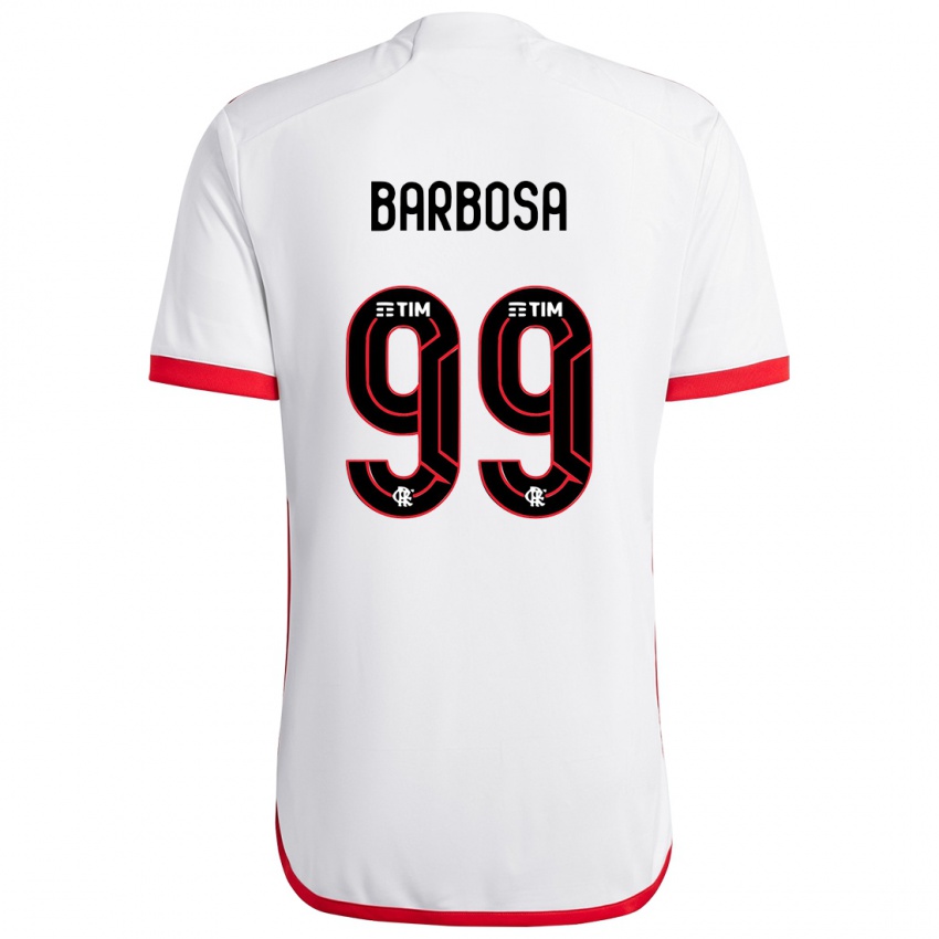 Kinderen Gabriel Barbosa #99 Wit Rood Uitshirt Uittenue 2024/25 T-Shirt