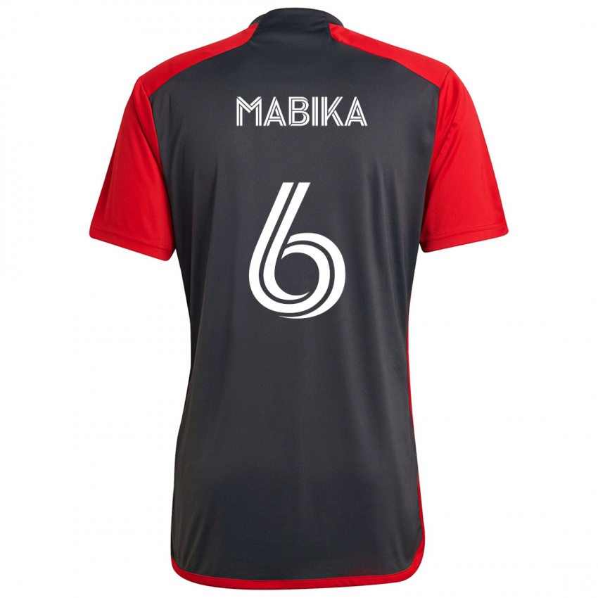 Heren Aimé Mabika #6 Grijs Rood Thuisshirt Thuistenue 2024/25 T-Shirt