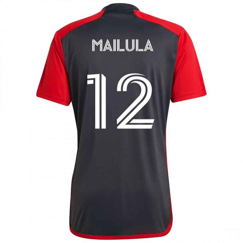 Heren Cassius Mailula #12 Grijs Rood Thuisshirt Thuistenue 2024/25 T-Shirt