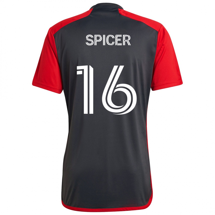 Heren Tyrese Spicer #16 Grijs Rood Thuisshirt Thuistenue 2024/25 T-Shirt