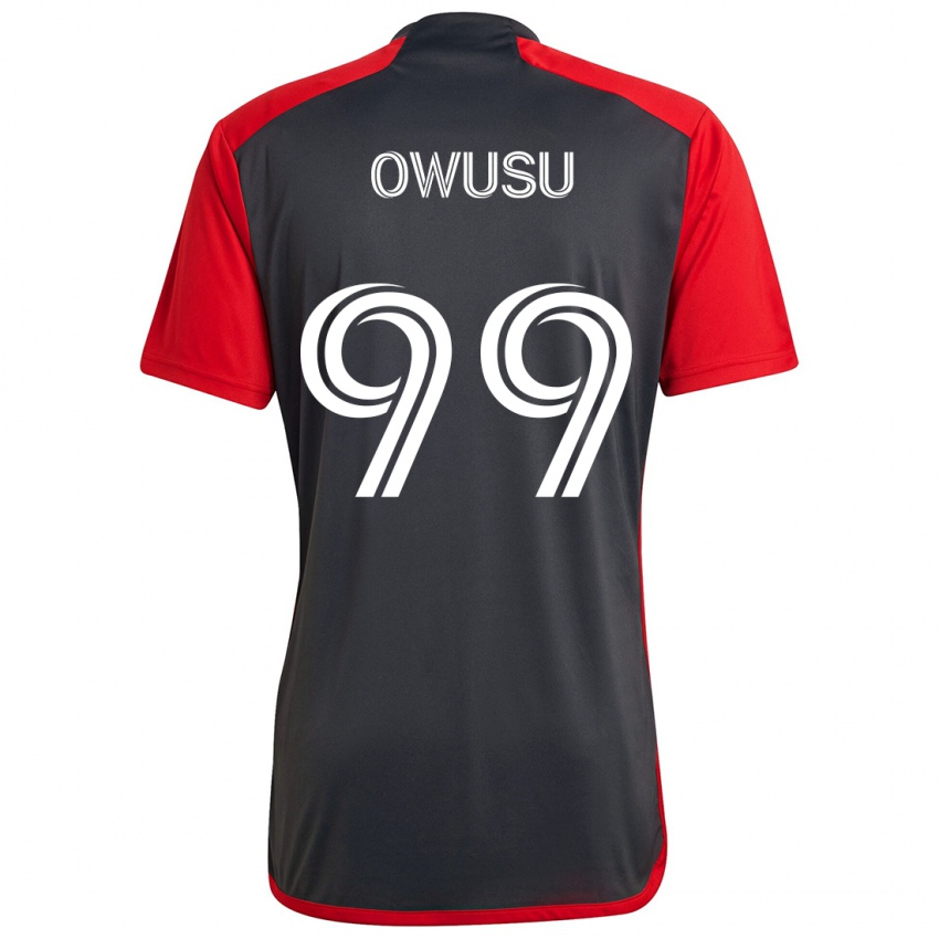 Heren Prince Osei Owusu #99 Grijs Rood Thuisshirt Thuistenue 2024/25 T-Shirt