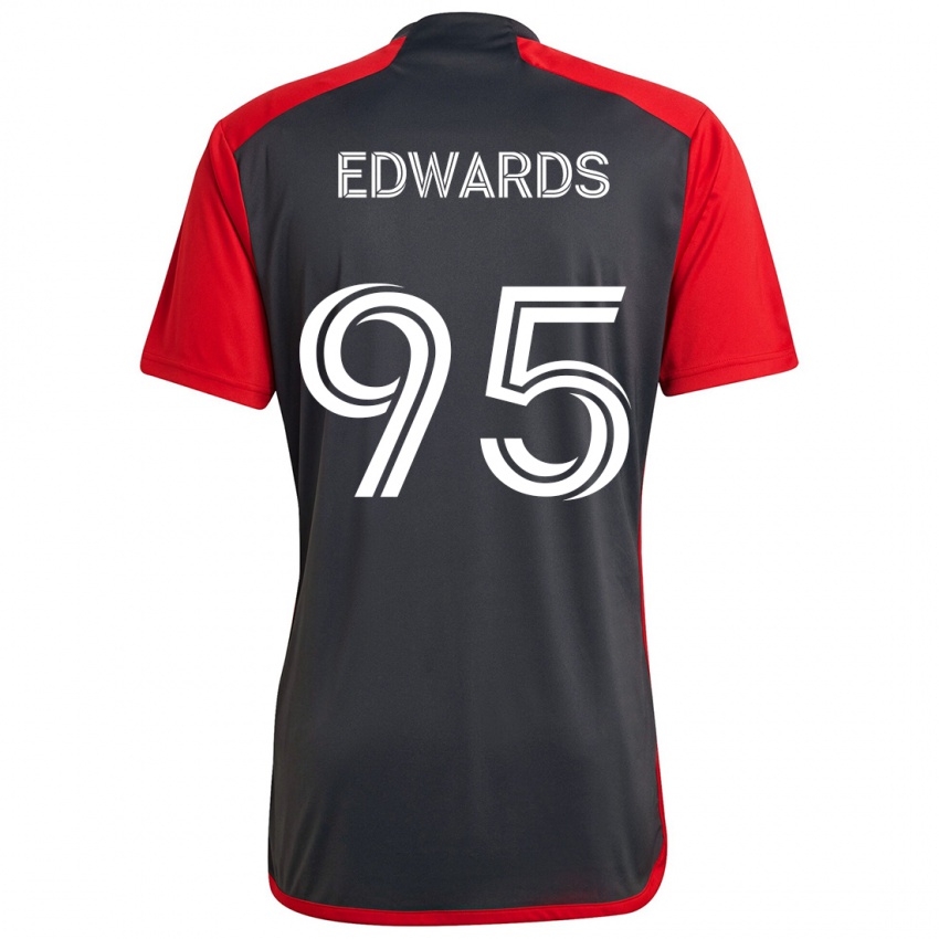 Heren Nathaniel Edwards #95 Grijs Rood Thuisshirt Thuistenue 2024/25 T-Shirt