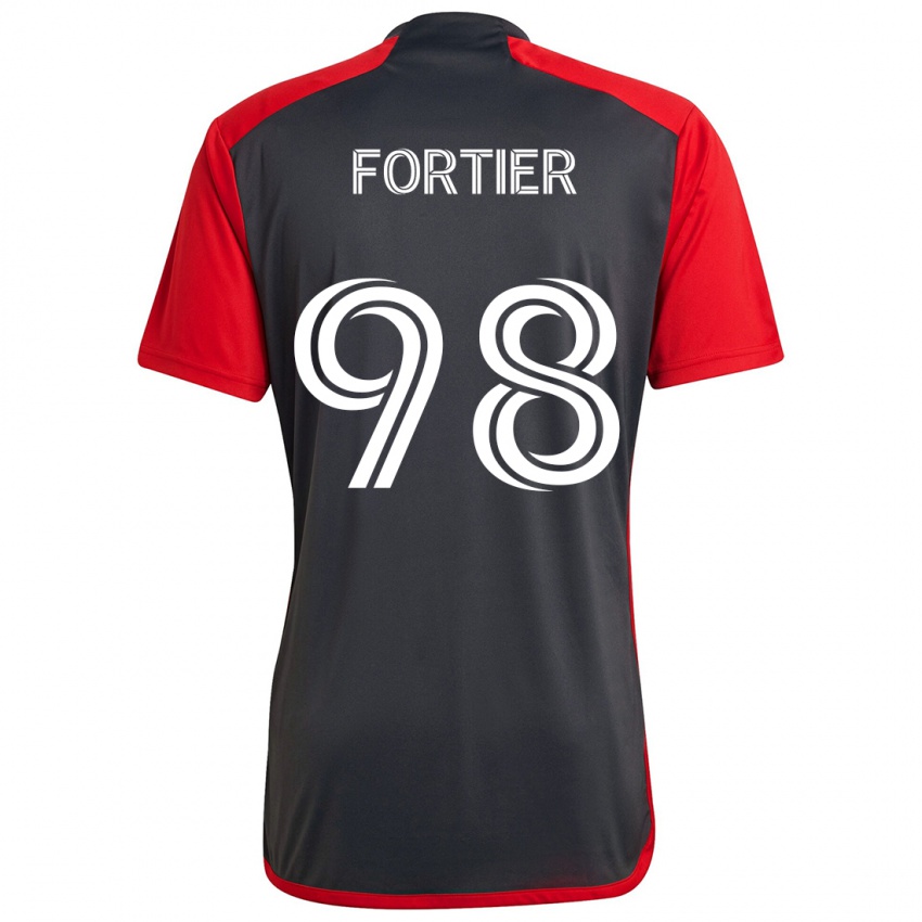 Heren Kristjan Fortier #98 Grijs Rood Thuisshirt Thuistenue 2024/25 T-Shirt