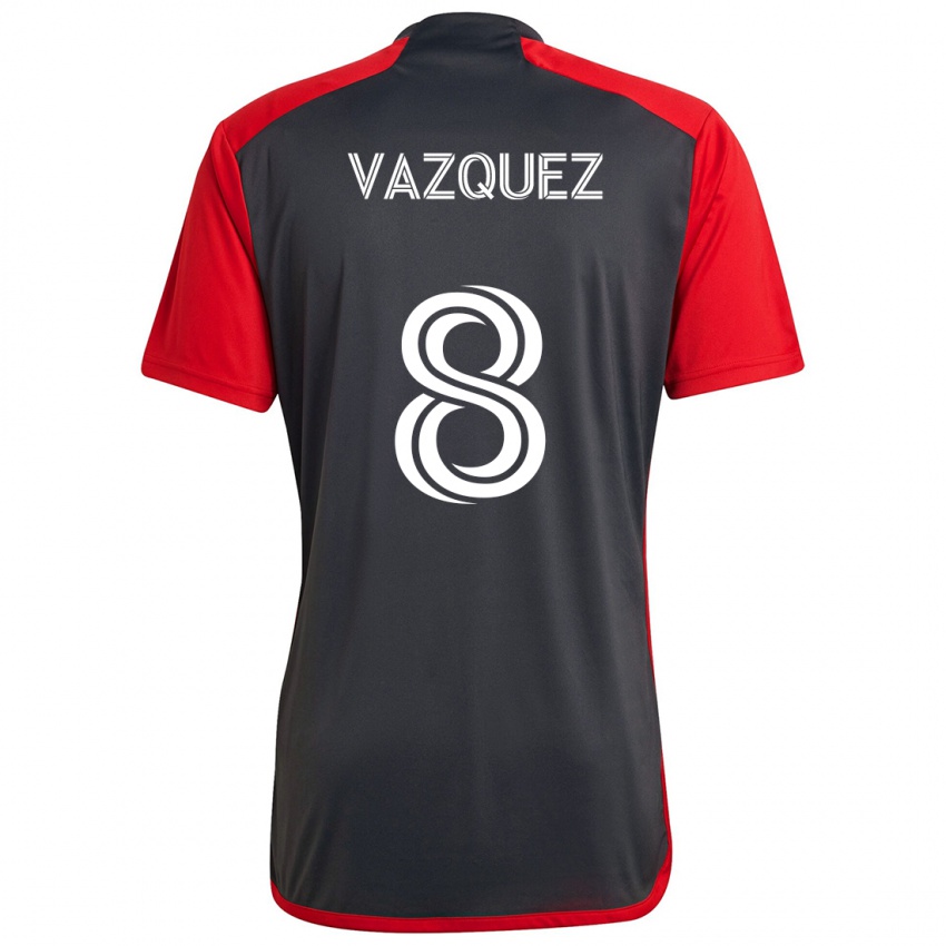 Heren Víctor Vázquez #8 Grijs Rood Thuisshirt Thuistenue 2024/25 T-Shirt