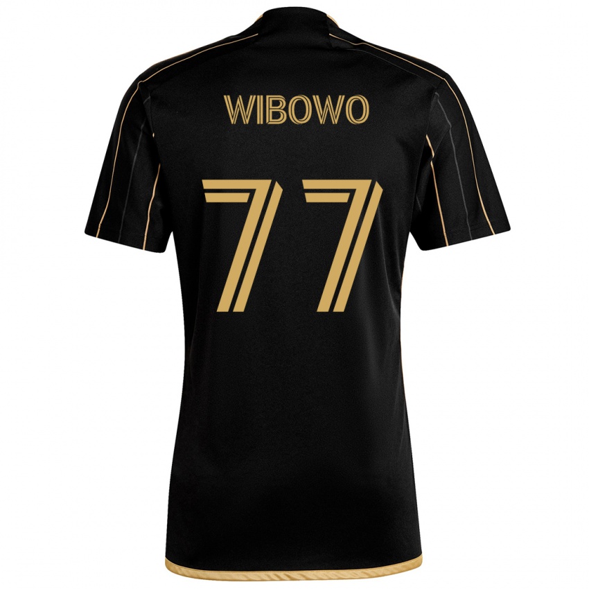 Heren Adrian Wibowo #77 Zwart Goud Thuisshirt Thuistenue 2024/25 T-Shirt