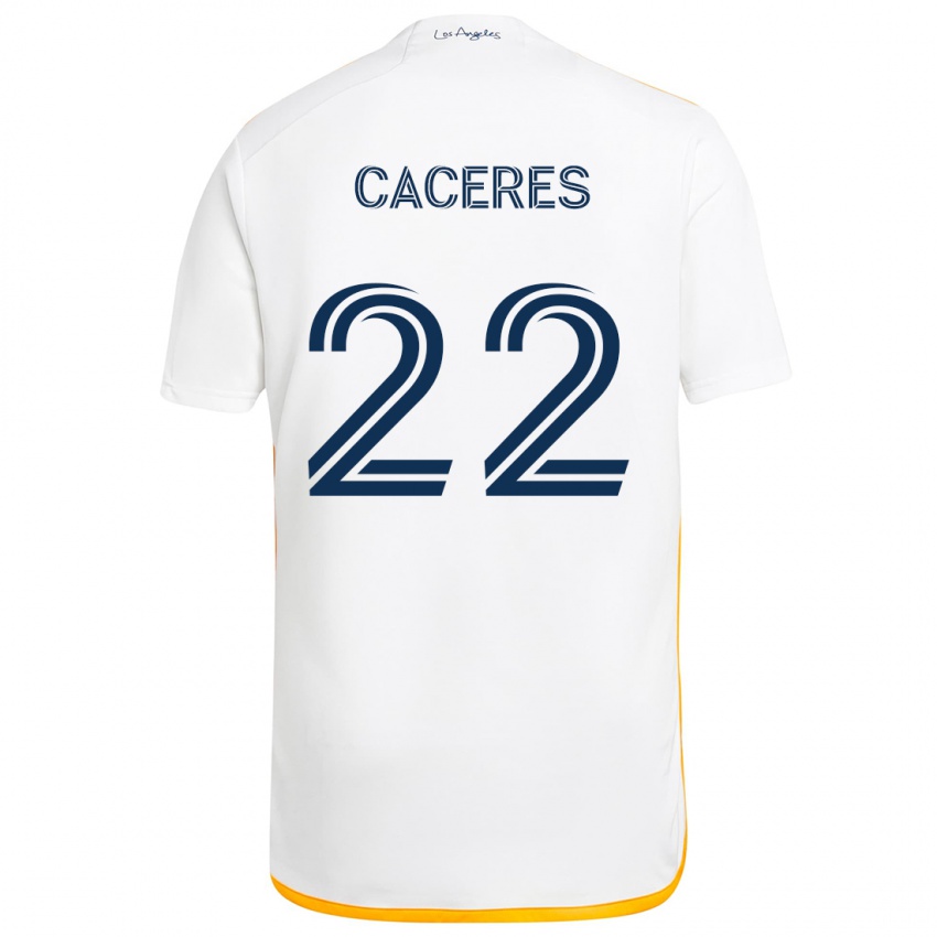 Heren Martín Cáceres #22 Wit Geel Thuisshirt Thuistenue 2024/25 T-Shirt