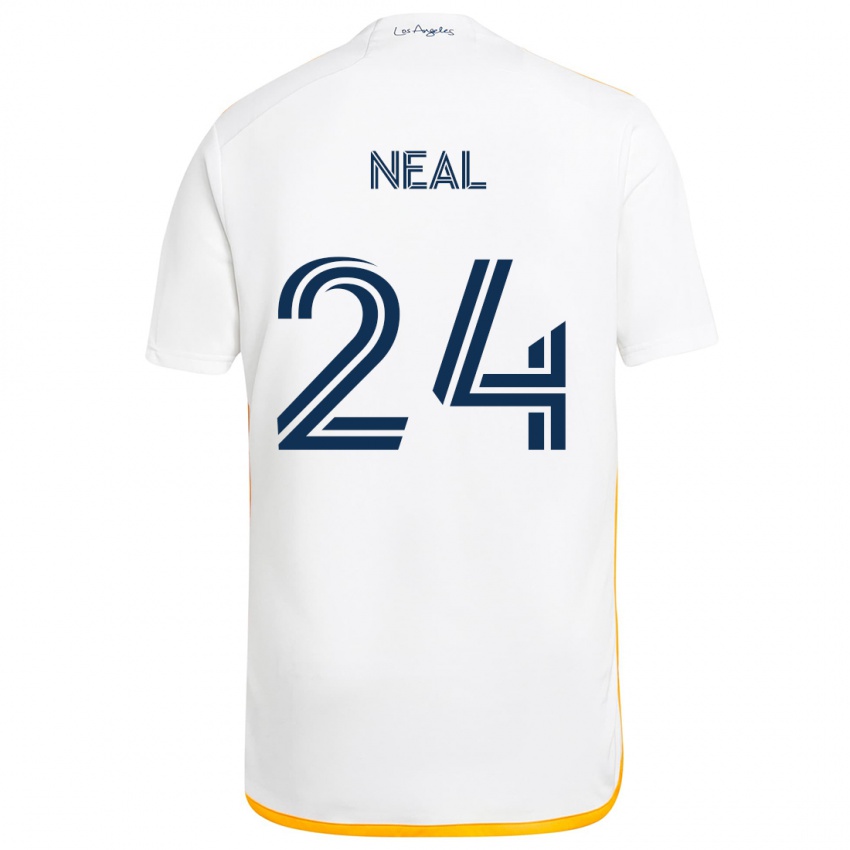 Heren Jalen Neal #24 Wit Geel Thuisshirt Thuistenue 2024/25 T-Shirt