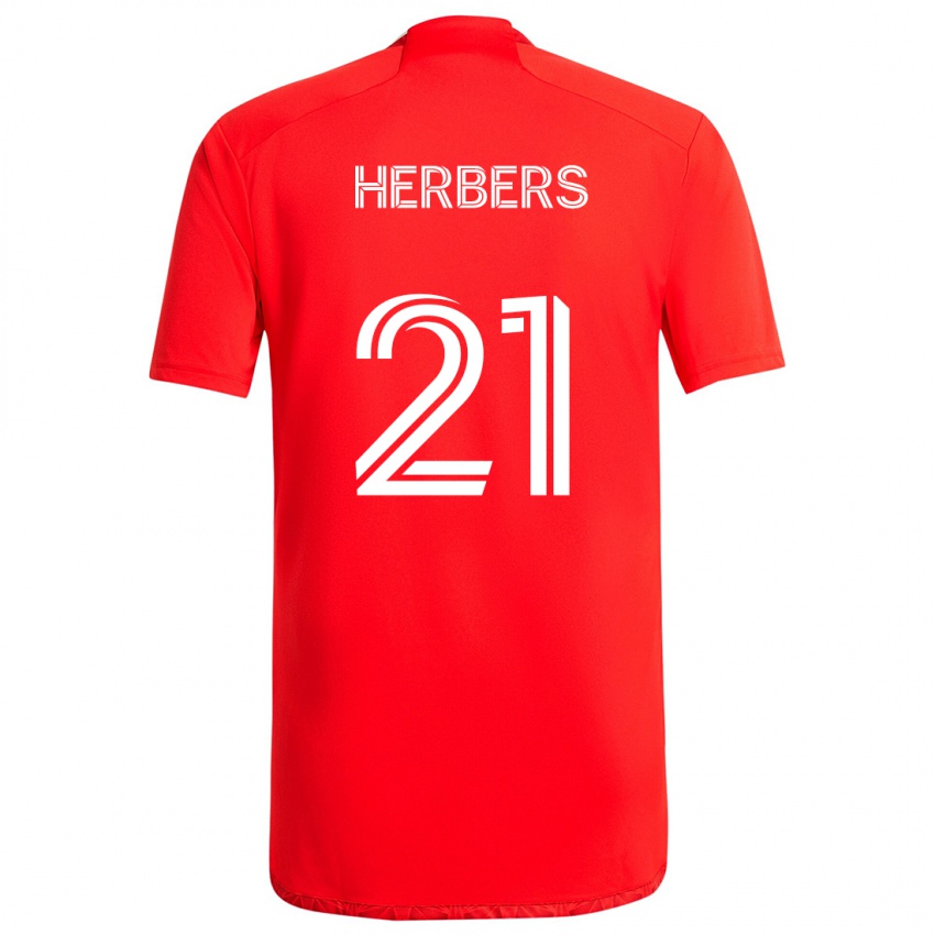 Heren Fabian Herbers #21 Rood Wit Thuisshirt Thuistenue 2024/25 T-Shirt