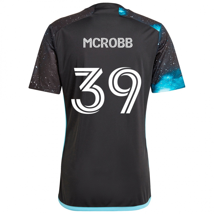 Heren Finn Mcrobb #39 Zwart Blauw Thuisshirt Thuistenue 2024/25 T-Shirt