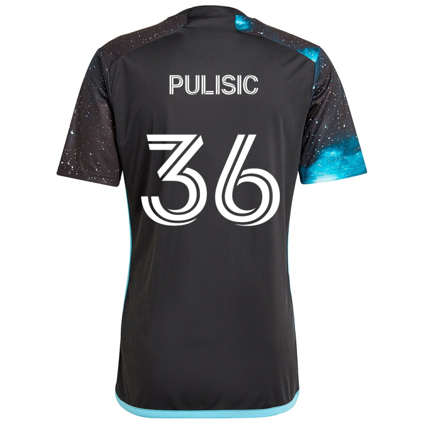 Heren Will Pulisic #36 Zwart Blauw Thuisshirt Thuistenue 2024/25 T-Shirt