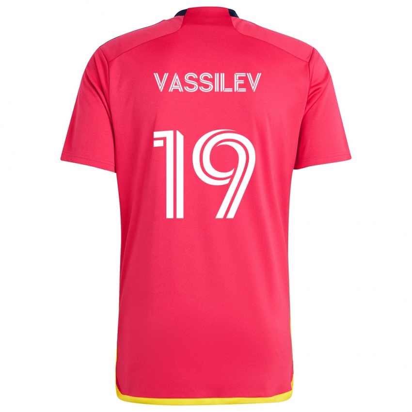 Heren Indiana Vassilev #19 Rood Blauw Thuisshirt Thuistenue 2024/25 T-Shirt