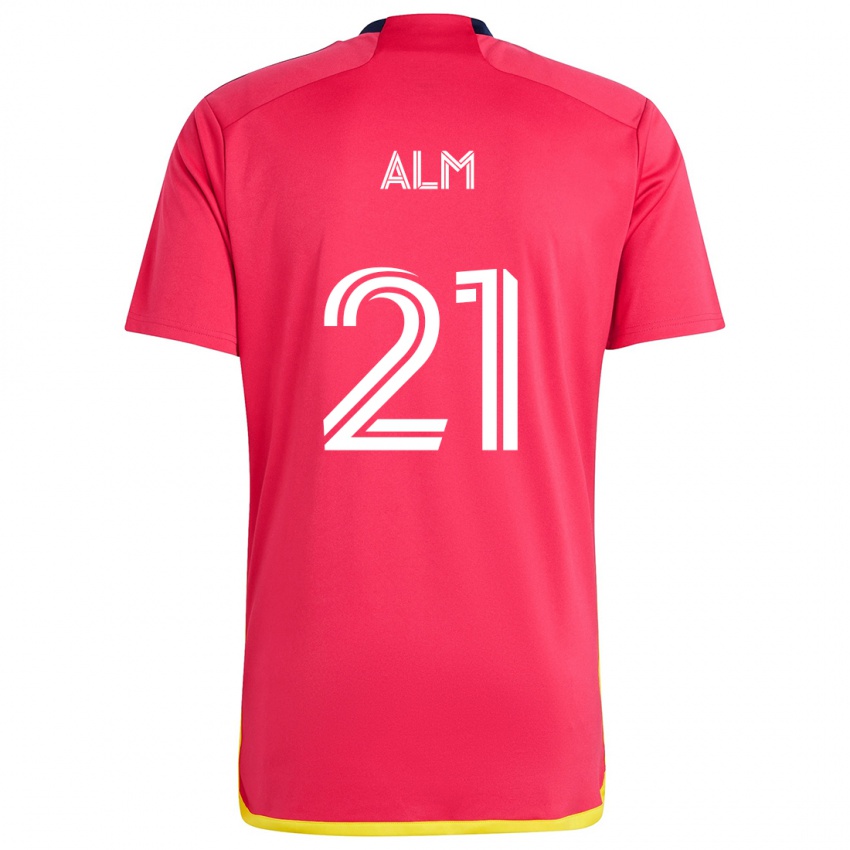 Heren Rasmus Alm #21 Rood Blauw Thuisshirt Thuistenue 2024/25 T-Shirt