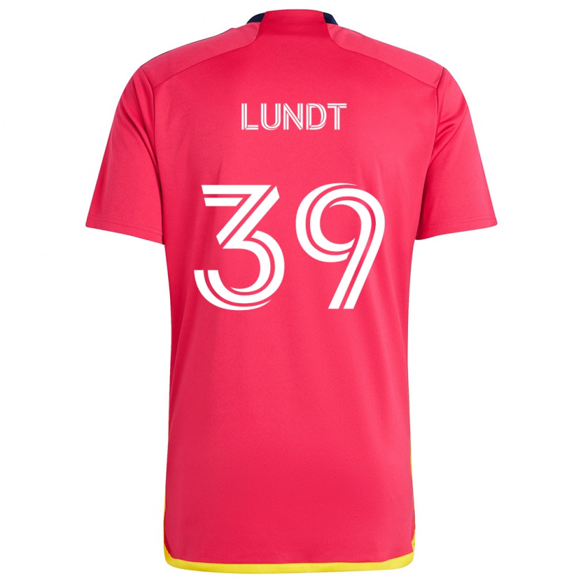 Heren Ben Lundt #39 Rood Blauw Thuisshirt Thuistenue 2024/25 T-Shirt