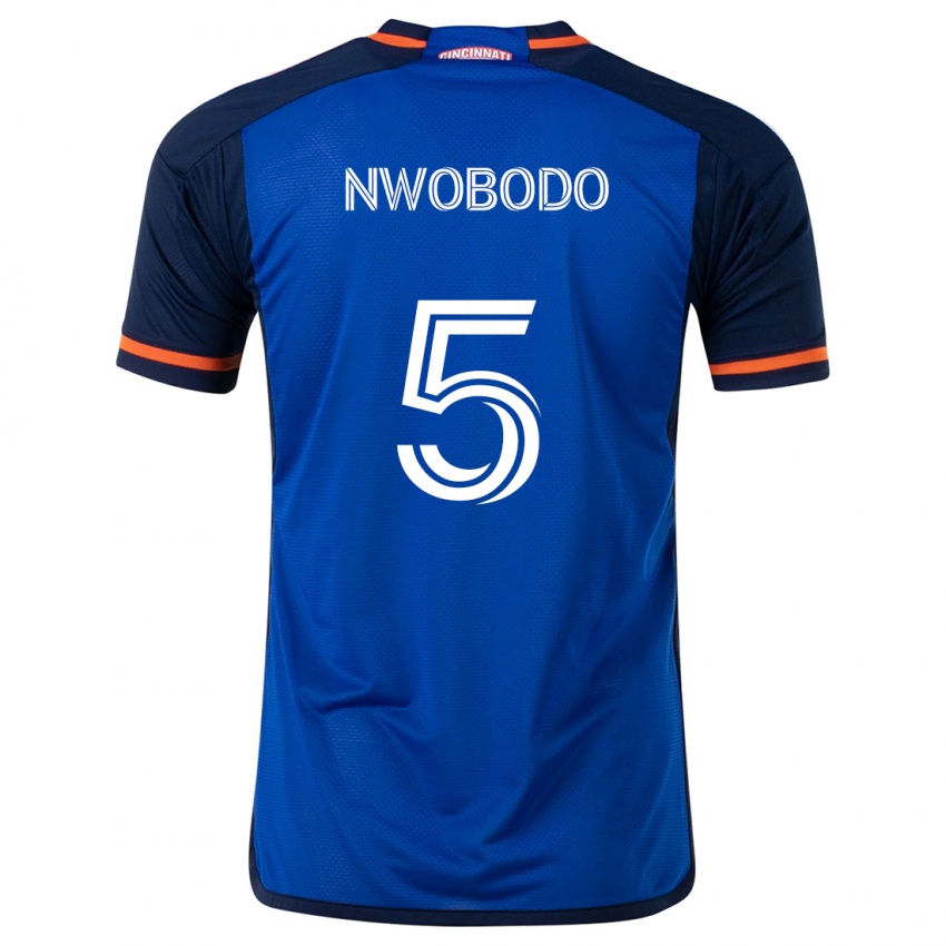 Heren Obinna Nwobodo #5 Blauw Wit Thuisshirt Thuistenue 2024/25 T-Shirt