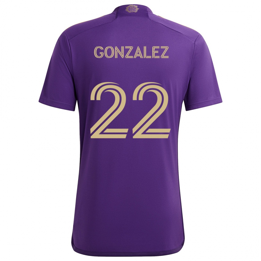 Heren Gastón González #22 Paars Geel Thuisshirt Thuistenue 2024/25 T-Shirt