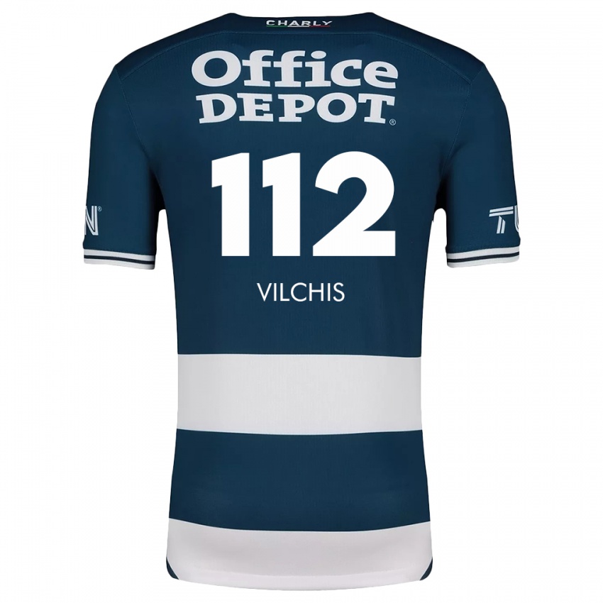 Heren Leonardo Vílchis #112 Blauw Wit Thuisshirt Thuistenue 2024/25 T-Shirt